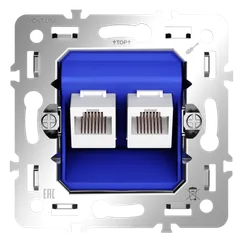 Механизм розетки компьютерной двойной RJ45+RJ45 кат.6 Voltum S70 VLS0602M
