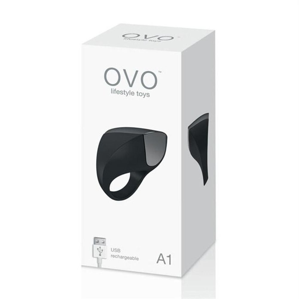 Перезаряжаемое эрекционное силиконовое кольцо OVO A1 (7 режимов) (Цвет: черный)
