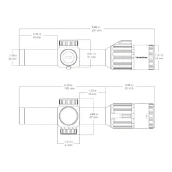 Оптический прицел Vector Optics Constantine 1-10x24 FFP (SCFF-42) - схематичный чертеж с габаритными размерами