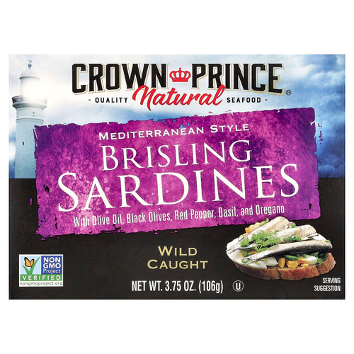 Crown Prince Natural, Brisling сардины, в средиземноморском стиле, 106 г (3,75 унции)
