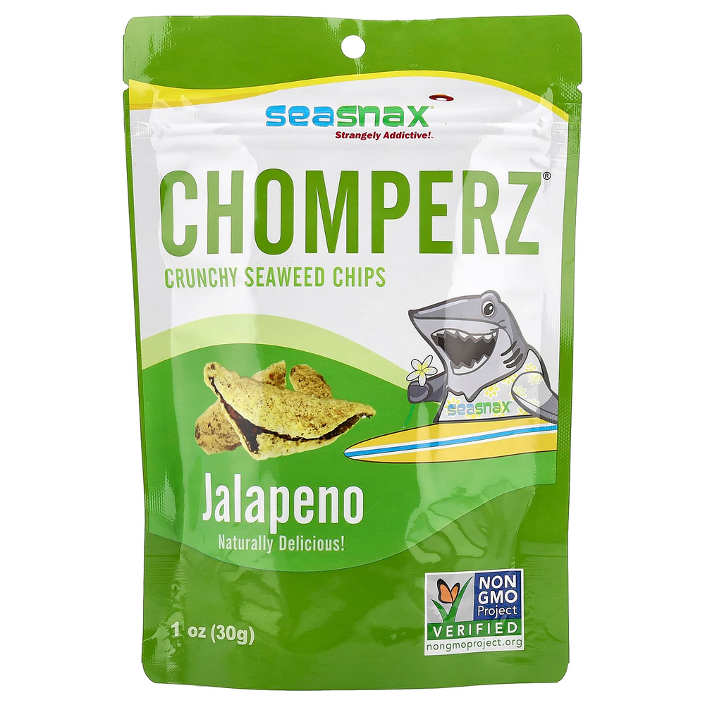 SeaSnax, Chomperz®, хрустящие чипсы из морских водорослей, халапеньо, 30 г (1 унция)
