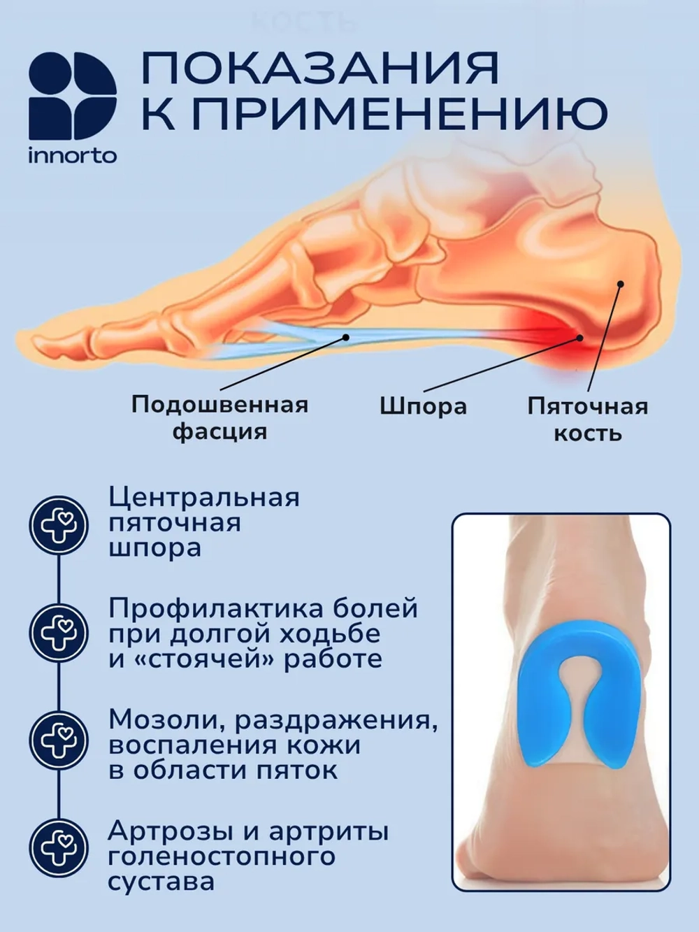 Подпяточники ортопедические силиконовые при пяточной шпоре, пара