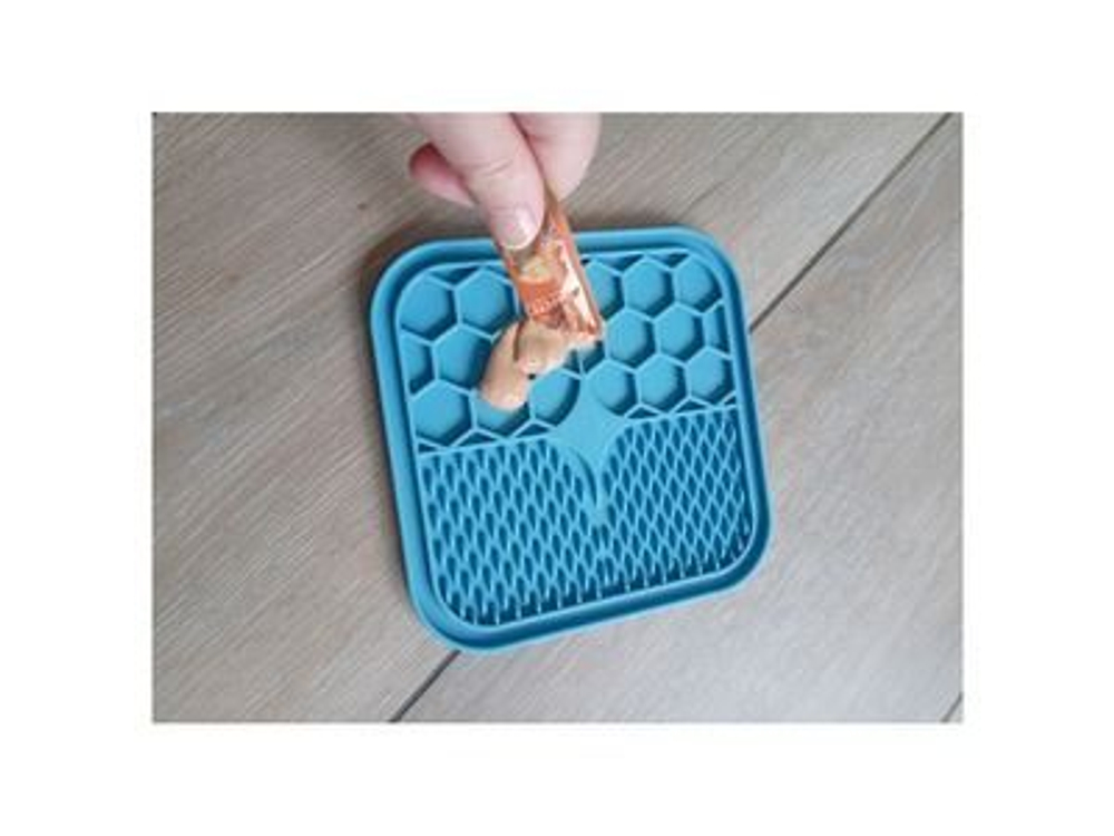 M-PETS Лизательный коврик для домашних животных, голубой, размер L, 30x30x1 см, цвет голубой