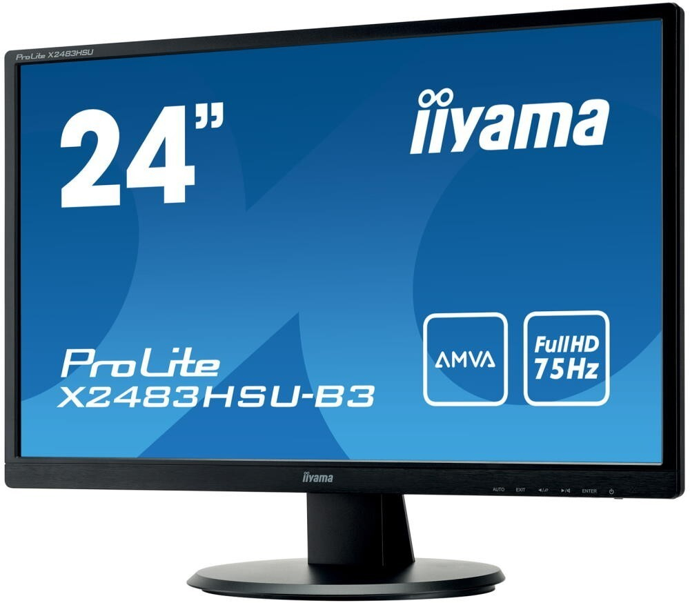 Монитор Iiyama 24;; ProLite X2483HSU-B3 1920x1080 A-MVA WLED 75Гц 4ms VGA HDMI DisplayPort