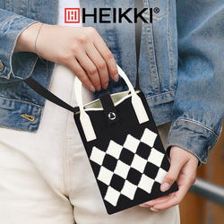 Сумочка-органайзер повседнев.HEIKKI KNIT(ХЕЙКИ) кросс боди, вязаная, 17х12х5 см, Клетка, 273793
