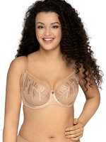 Бюстгальтер plus size с мягкой чашечкой и эффектной вышивкой (Размер: 105F) (Цвет: белый)