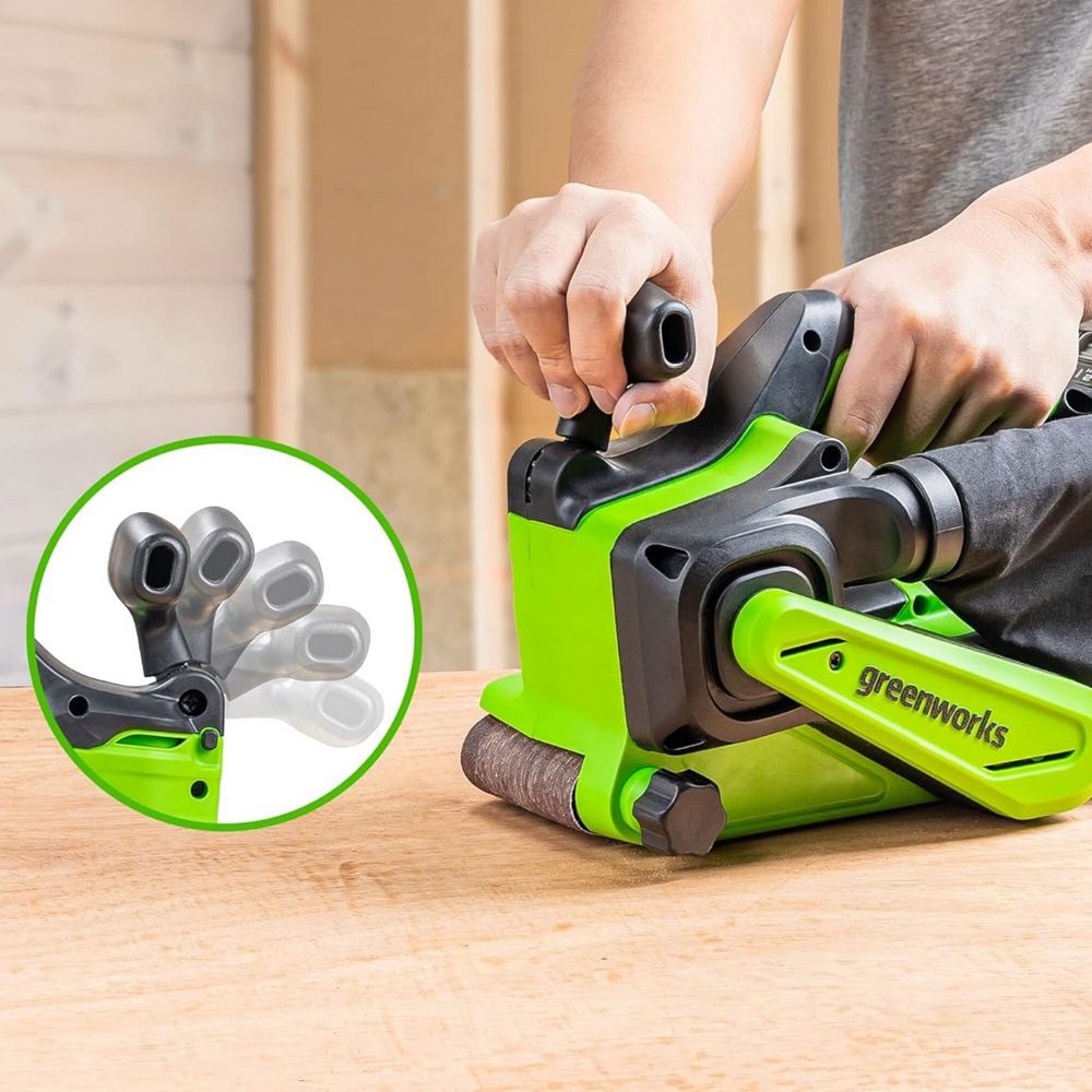Ленточная шлифовальная машина акк. Greenworks G24BS, 24V, б/щет, 75х457мм, 259 м/мин,1х2Ач,ЗУ,кор (3100607CUA)