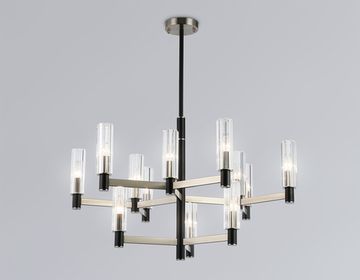 Люстра на штанге 12*E14 LH55505/12 SN/BK/CL сатин никель/чёрный/прозрачный High Light Modern Ambrella