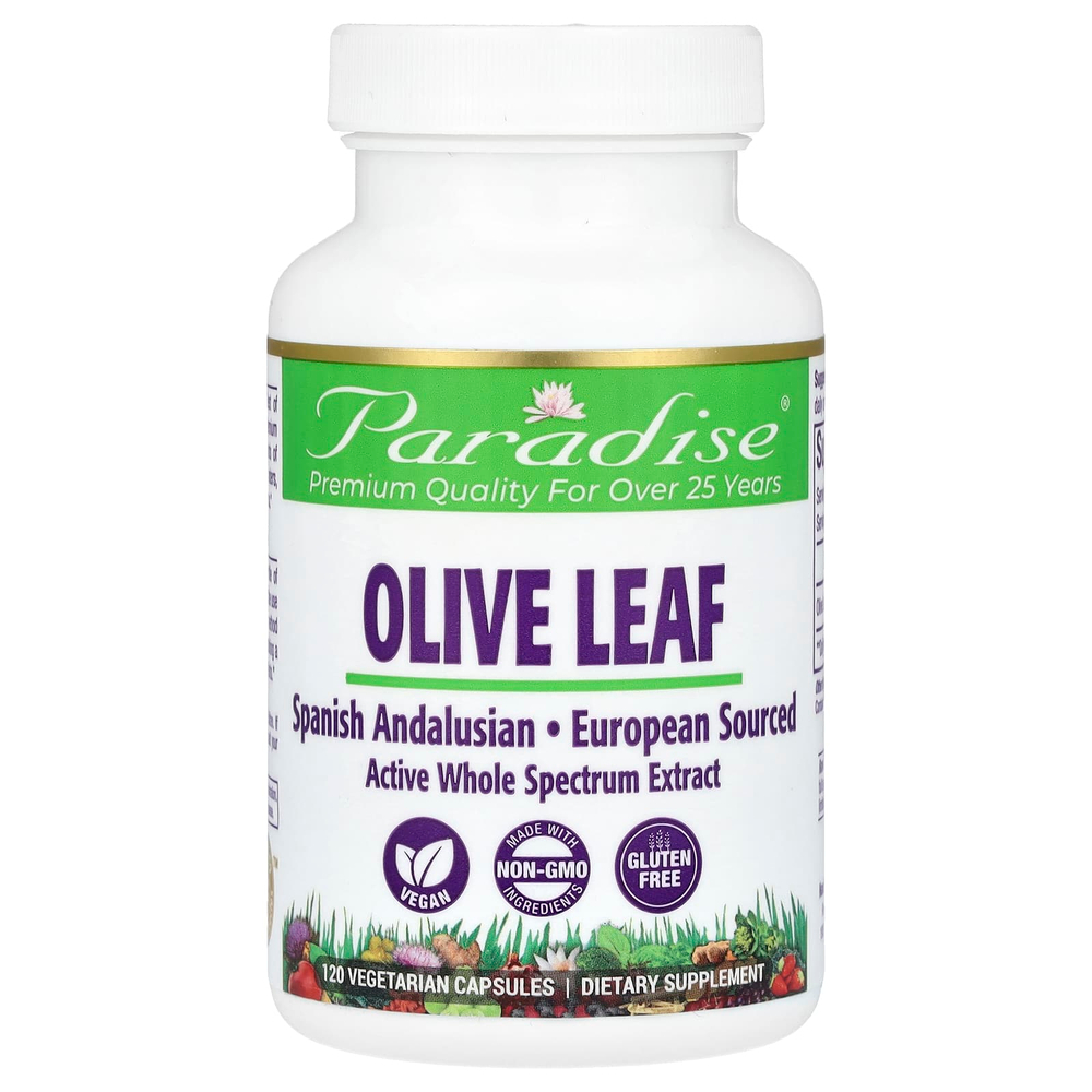 Paradise Herbs, Листья оливкового дерева, 120 вегетарианских капсул (250 мг на капсулу)