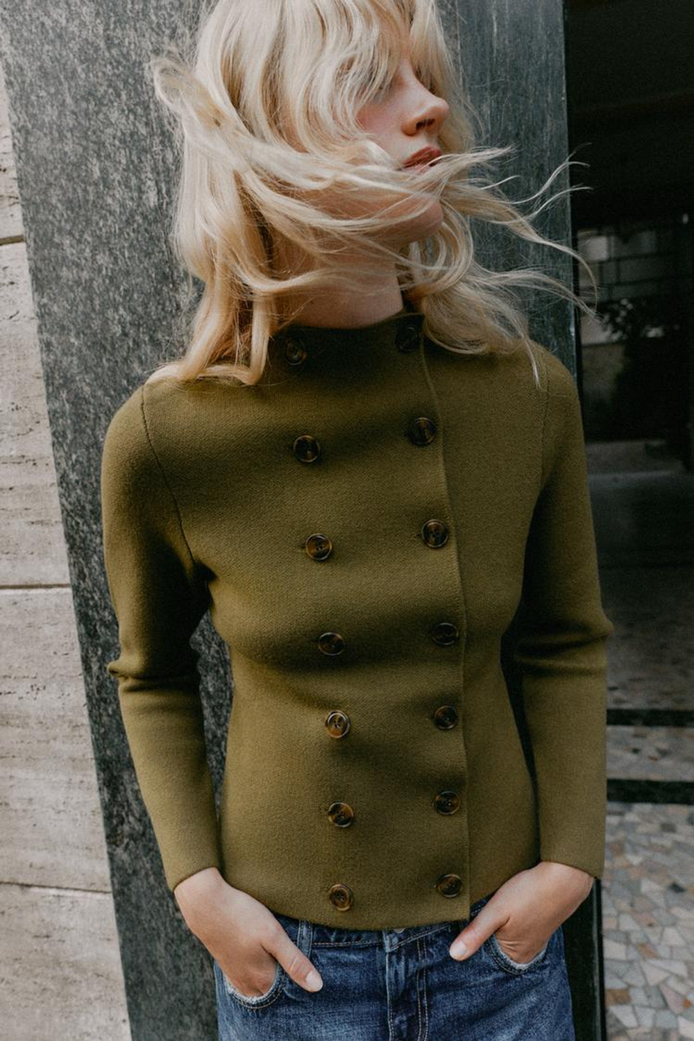 ZARA КАРДИГАН НА ЗАПÁХЕ, ПЫЛЬНЫЙ ХАКИ
