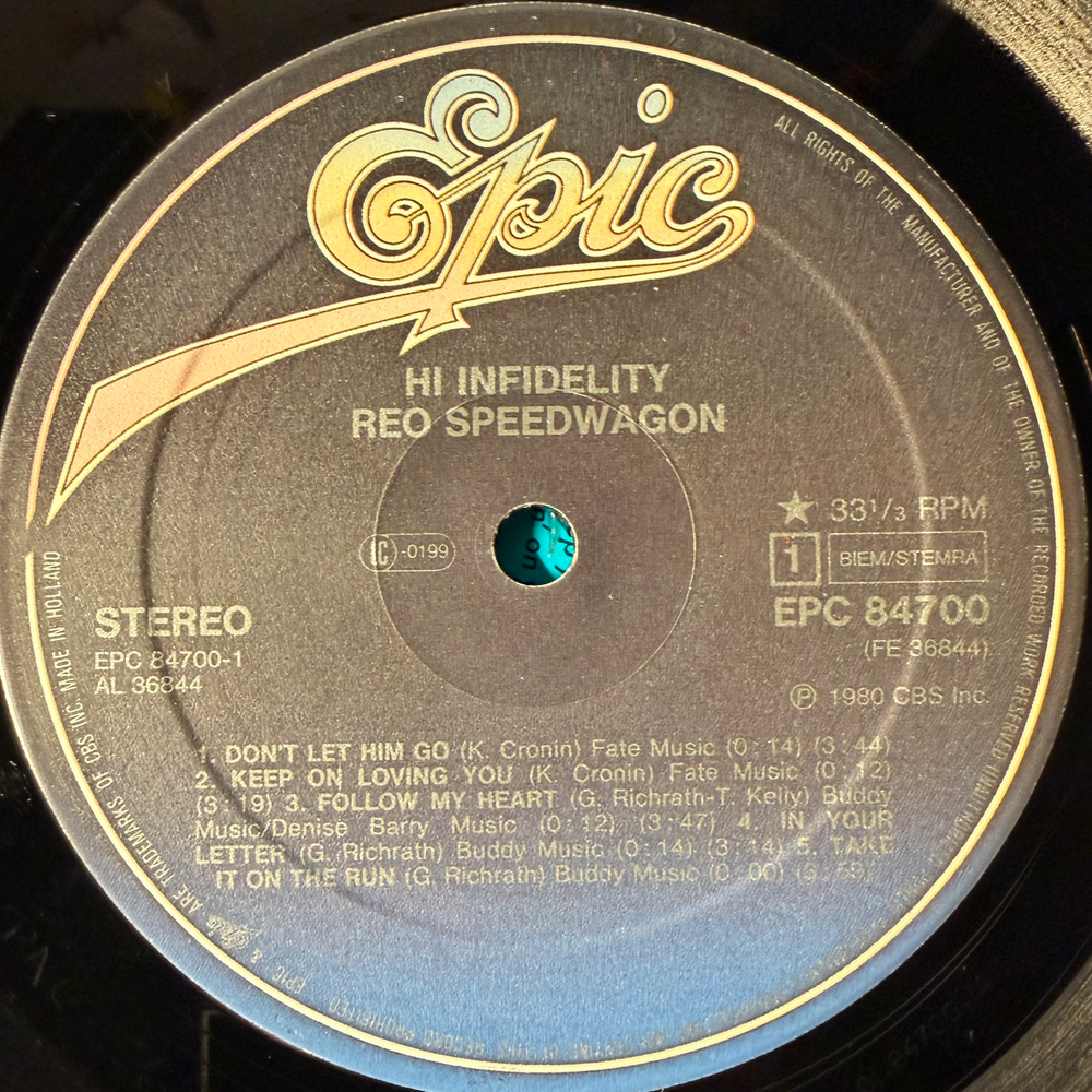 REO Speedwagon ‎– Hi Infidelity (Европа 1980г.)