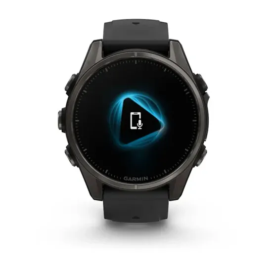 Мультиспортивные GPS часы Garmin Fenix 8S (43 mm) AMOLED, Sapphire Carbon Gray DLC Titanium with Black/Pebble Gray Silicone 010-02903-21
