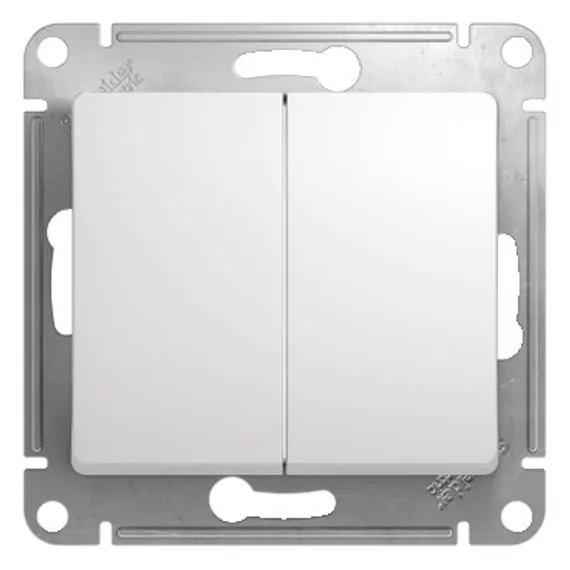 Переключатель проходной двухклавишный Systeme Electric Glossa Белый GSL000165
