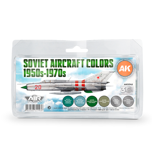 Набор красок AK interactive Soviet Aircraft Colors 1950s-1970s Set 3G, 6 красок