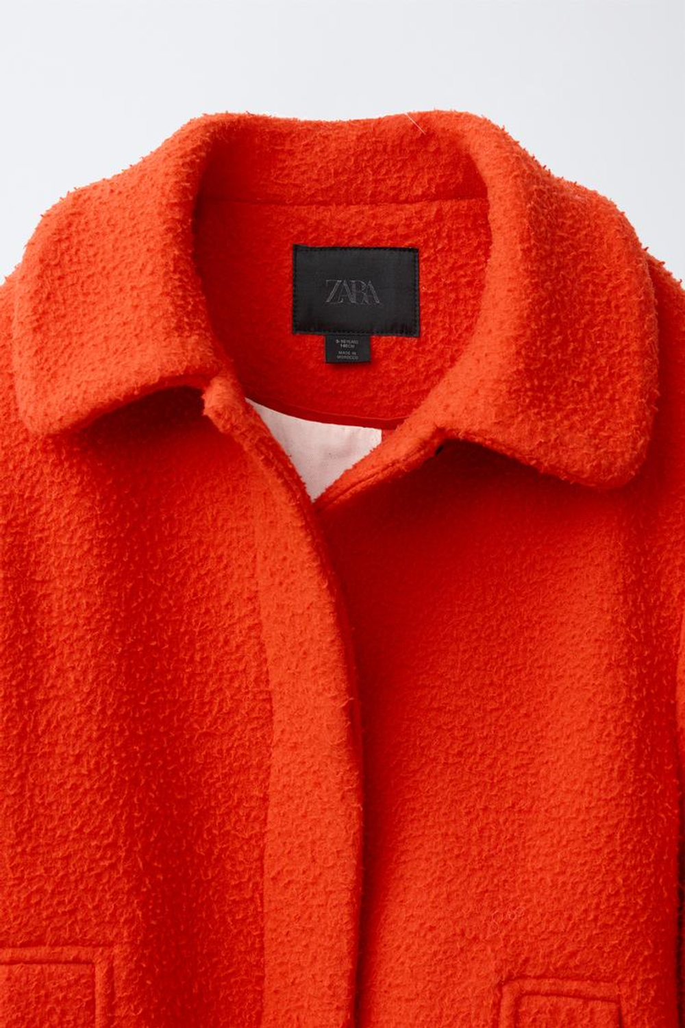 ZARA ПАЛЬТО ИЗ СМЕСОВОЙ ШЕРСТИ MANTECO, ЯРКО-ОРАНЖЕВЫЙ
