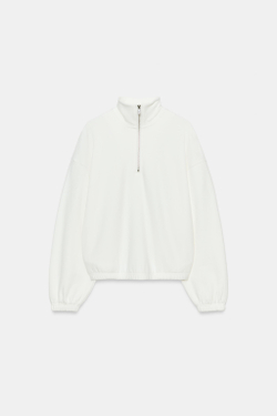 ZARA ТОЛСТОВКА С МЕТАЛЛИЧЕСКОЙ МОЛНИЕЙ, ЖЕЛТОВАТО-БЕЛЫЙ