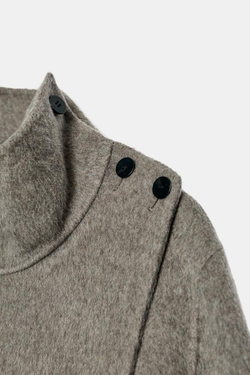 ZARA ДЛИННОЕ ШЕРСТЯНОЕ ПАЛЬТО — ZW COLLECTION, СЕРЫЙ МЕЛАНЖ