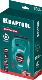 KRAFTOOL EXTREM, 100 м, геодезическая стальная мерная лента