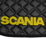 Ковры SCANIA 5 серии G (автомат), (экокожа, черный, черный кант, желтая вышивка)