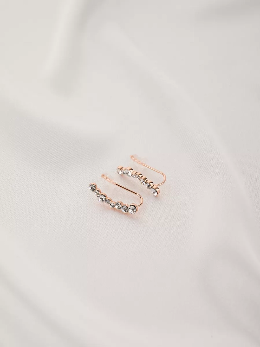 Серьги-клаймберы Млечный путь с белыми кристаллами Swarovski
