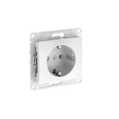 Розетка с заземлением без шторок Systeme Electric Glossa Белый, самозажимные клеммы GSL000143S