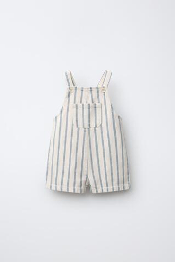 ZARA КОРОТКИЙ КОМБИНЕЗОН В ПОЛОСКУ, ЭКРЮ