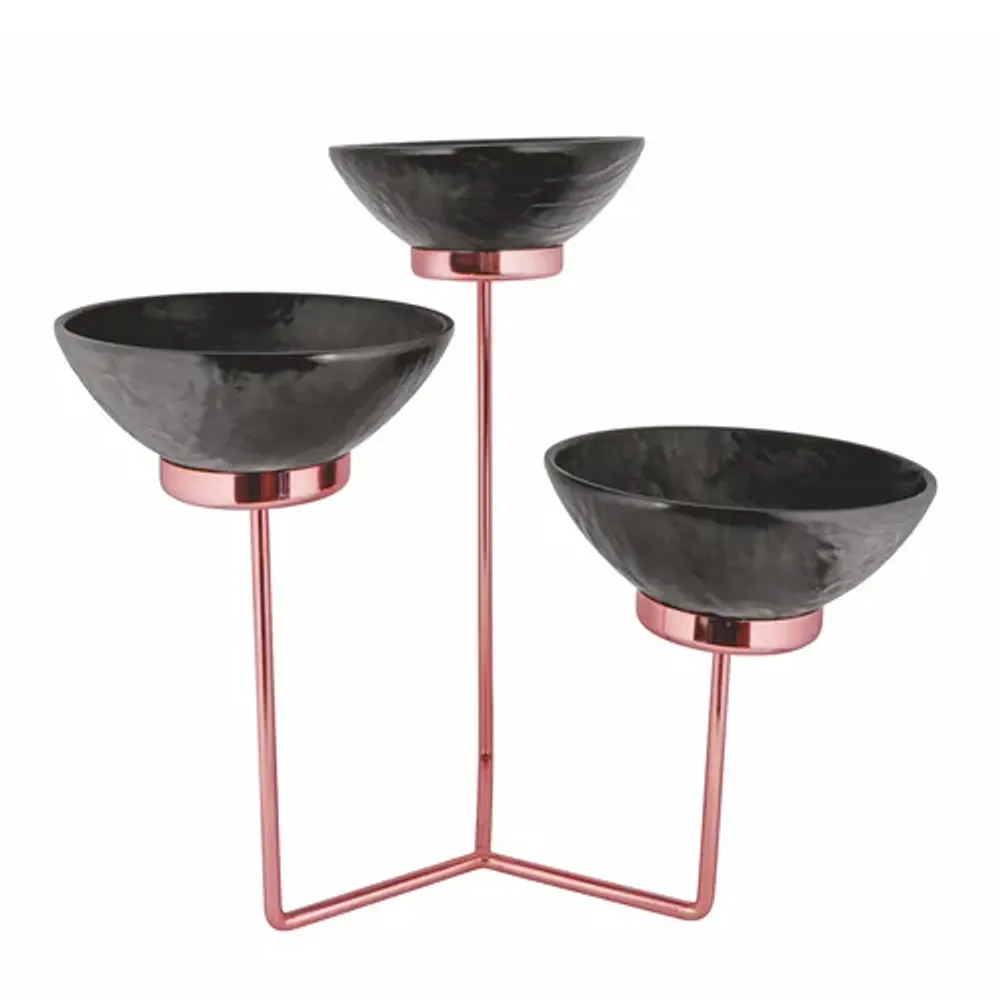 Подставка фуршетная стойка 52*52*49 см Copper металл + 3 салатника меламин P.L.Hotelware