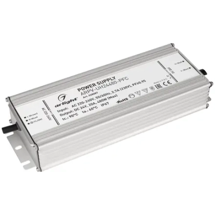 Блок питания ARPV-UH24480-PFC (24V, 20A, 480W) (Arlight, IP67 Металл, 7 лет)