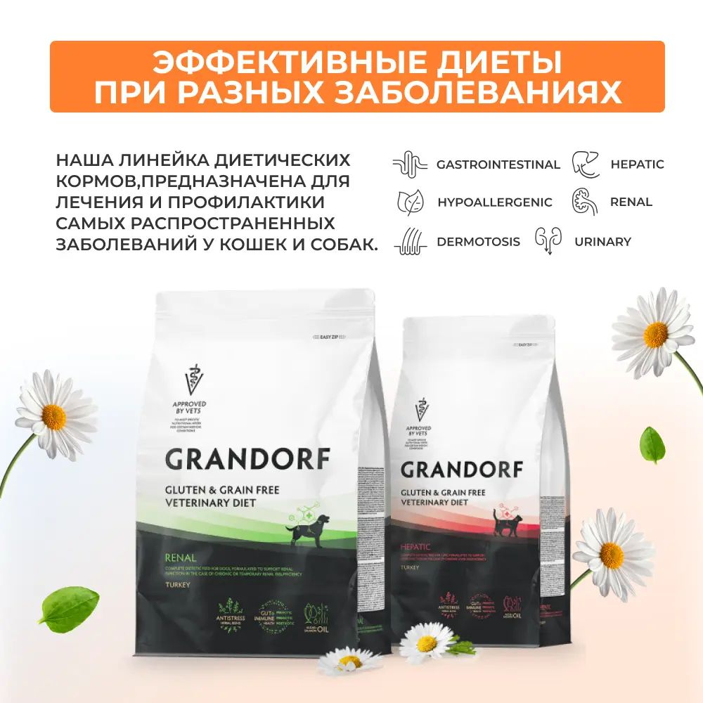 Grandorf VET Gastrointestinal при проблемах с ЖКТ для собак Индейка, 3 кг.