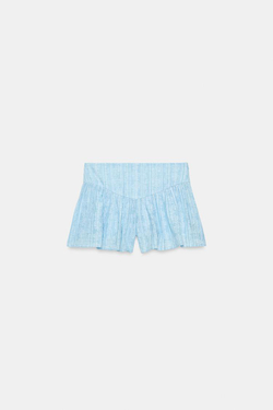 ZARA РАСКЛЕШЕННЫЕ ШОРТЫ С ПРИНТОМ, СИНИЙ/БЕЛЫЙ