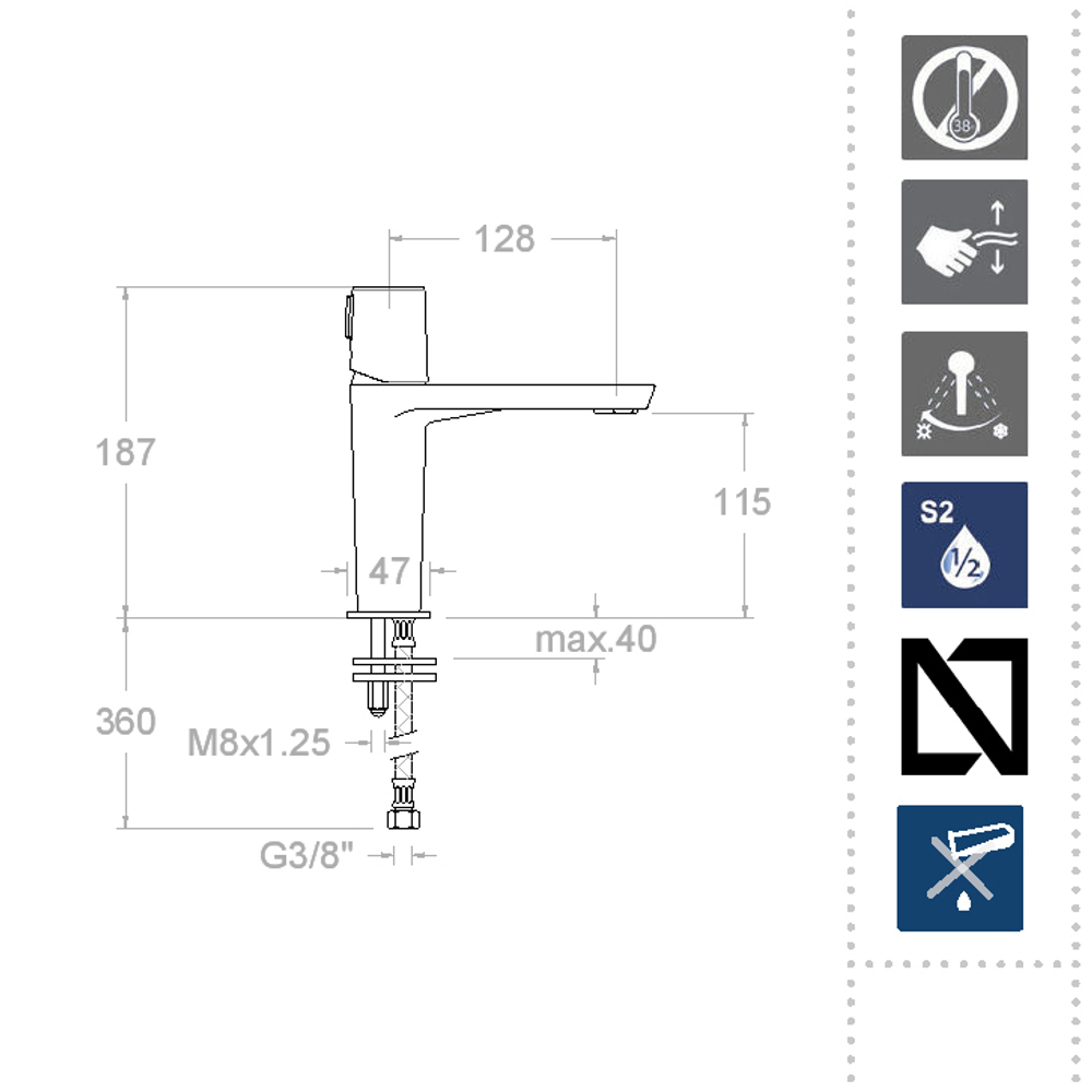 Смеситель для раковины TZAR 340401OC-80 золото