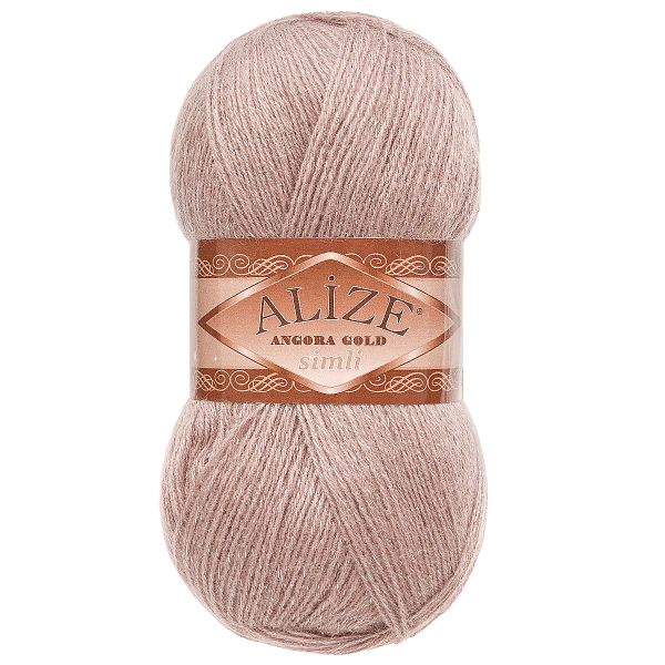 Пряжа Alize (Ализе) Angora Gold Simli / уп.5 мот. по 100 г, 500м, 163 серая роза A
