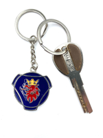 Брелок для ключей металлический с эмблемой Scania (металл, синяя вставка)