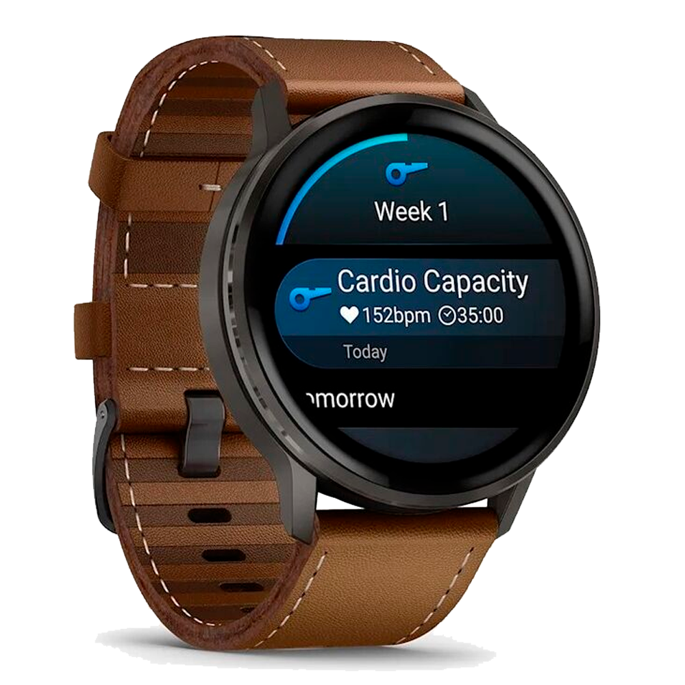 Умные часы Garmin Venu 4, 45mm, Slate with Black Silicone Band and Brown Leather Band (010-03014-03)