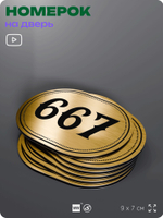 Номерок на дверь квартиры 667, для кабинета, офиса, шильдик 9 х 7 см, золотистый, Айдентика Технолоджи