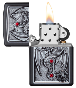 Зажигалка Zippo Winged Dragon Cross с покрытием Black Matte, латунь/сталь, чёрная, 38x13x57 мм