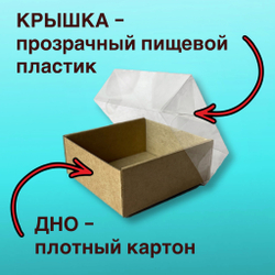 Коробка самосборная с прозрачной крышкой 10*10*4 см