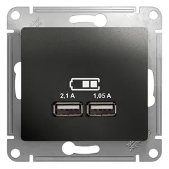 Розетка с USB A+A Systeme Electric Glossa Антрацит GSL000733