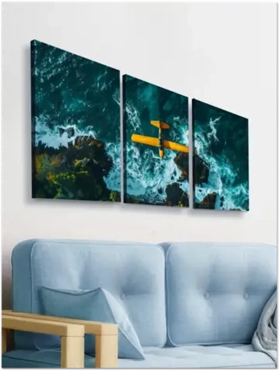 Картина Желтый самолет модульная 50x70см 3шт.
