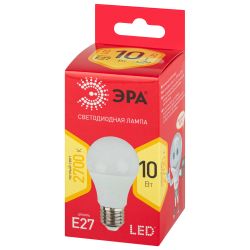 Лампа светодиодная ЭРА RED LINE LED A60-10W-827-E27 R 10Вт груша теплый белый свет Е27 | Лампы cветодиодные Груша (A)