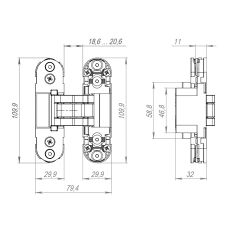 Петля скрытой установки ARMADILLO LM/U3D2000.TG BL/BL черный /61911/ (1шт)
