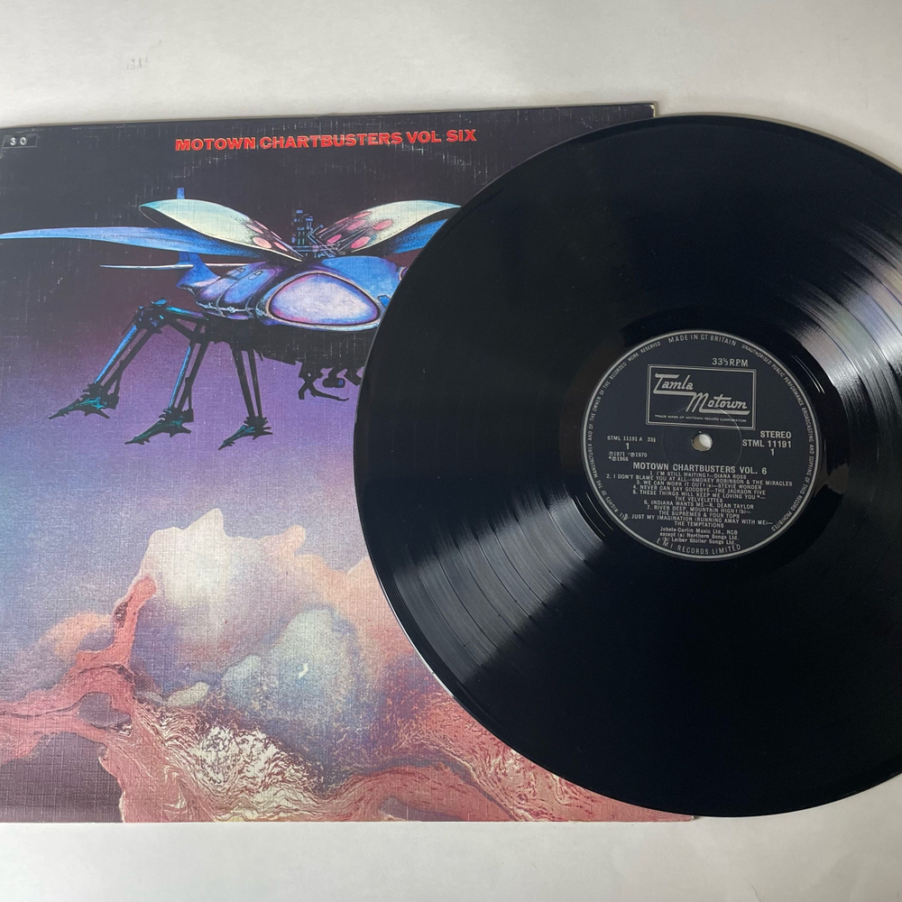 Винтажная виниловая пластинка LP Сборник Фанка Motown Chartbusters Vol Six 6 (Англия 1971) (The Temptations, Diana Ross, The Jackson 5 и др)