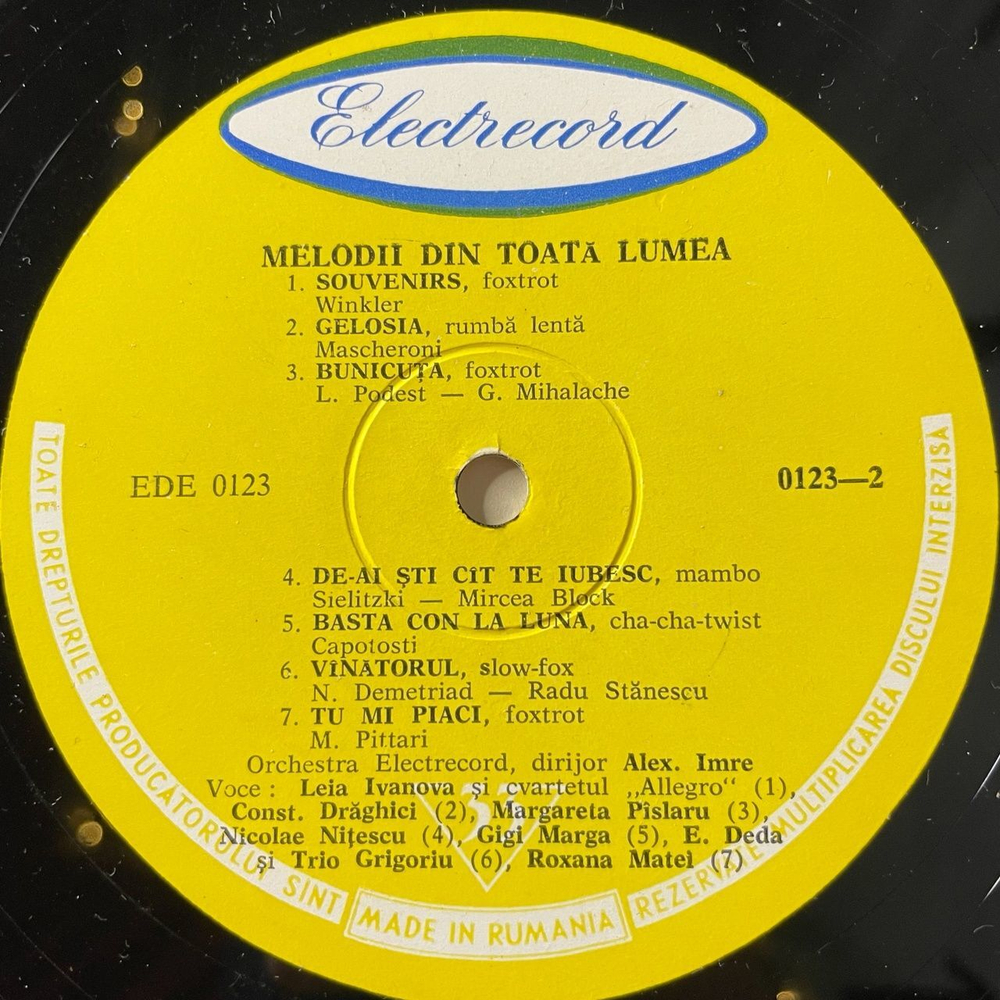 Винтажная виниловая пластинка LP Orchestra Electrecord Dir. Alex. Imre Ne Chiama Ritmul Sa Dansam (Румыния 1970)