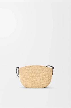 Loewe Сумка Eclipse из рафии и телячьей кожи, натуральный/черный