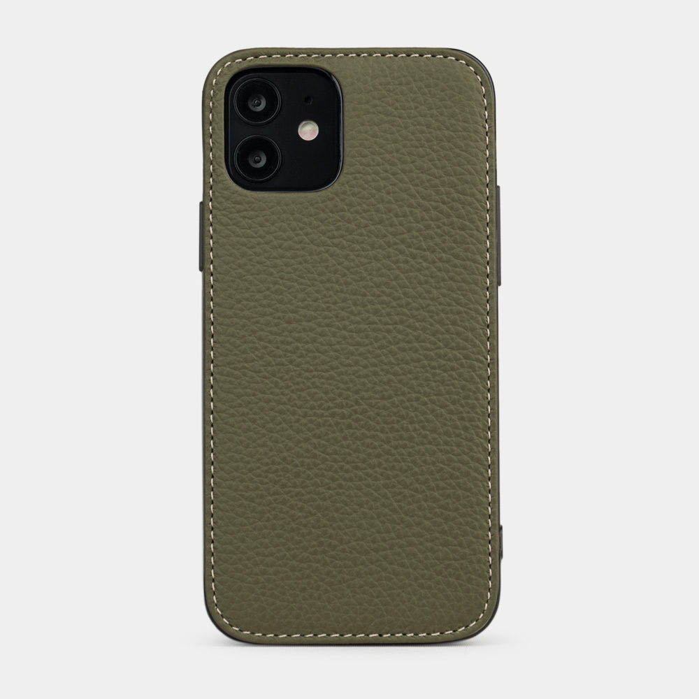 Кожаный чехол-накладка для iPhone 12/12Pro зеленого цвета