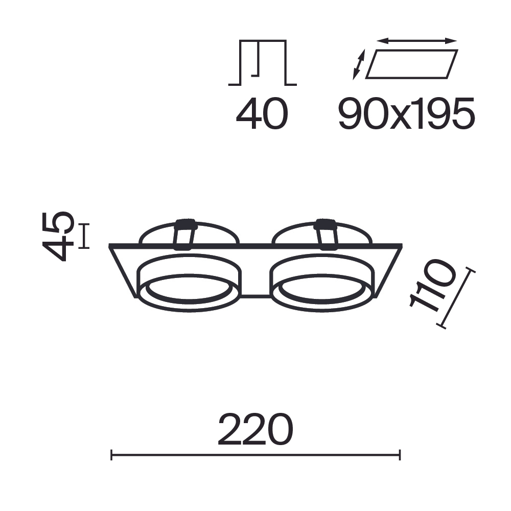 Встраиваемый светильник Technical DL086-02-GX53-SQ-W