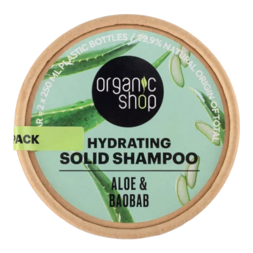 Твердый увлажняющий шампунь для волос "АЛОЭ И БАОБАБ", 60мл (Organic Shop)