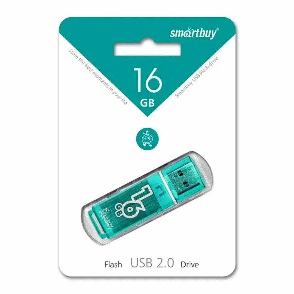 Флешка 16-GB SMART-BUY Glossy USB 2.0 голубой/зелёный