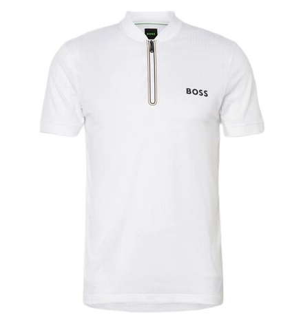 Мужское теннисное поло BOSS TOC Serve 3 Zip - white