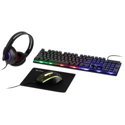 Клавиатура и мышь комплект Intro DX850 игровые 1200-3600dpi + коврик + гарнитура черный | Комплекты (клавиатура+мышь)